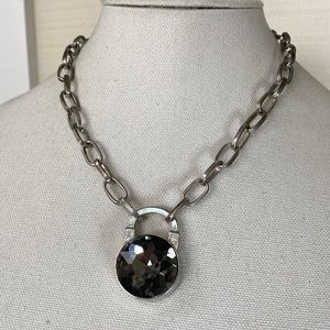 Pretty large rhinestone padlock style necklace